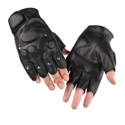 Uomo donna mezze dita sport Fitness tactical Fighting Protect Pad Glove Metal Rivet Punk PU Leather Equipment esercizio Mitten O20