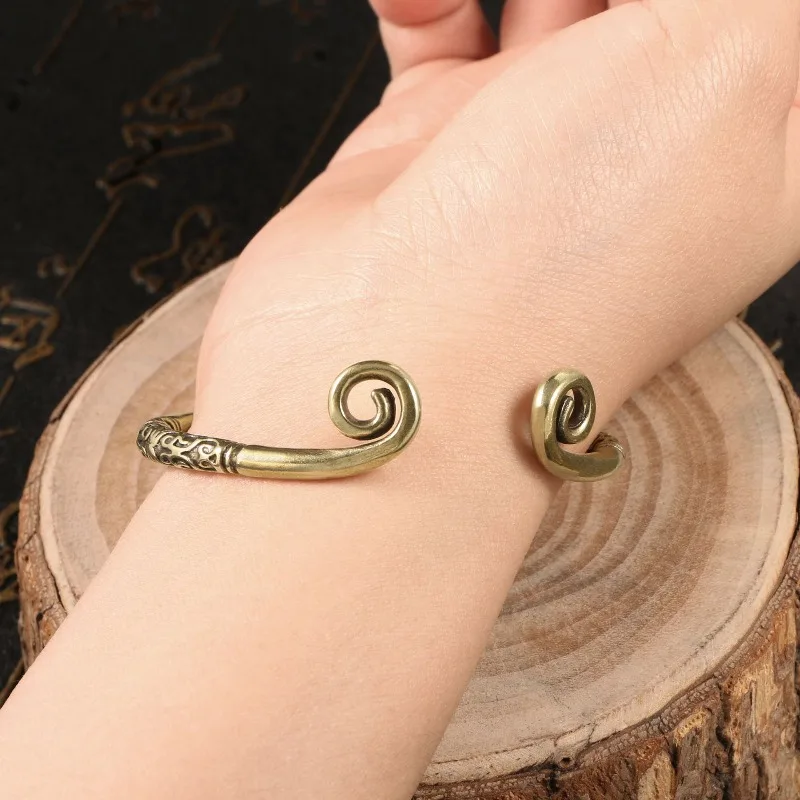 Copper Chinese Super Hero Monkey King Hoop Bangle Antique Brass Sun Wu Kong Headband Miniatures Bracelet Craft Women Men Jewelry