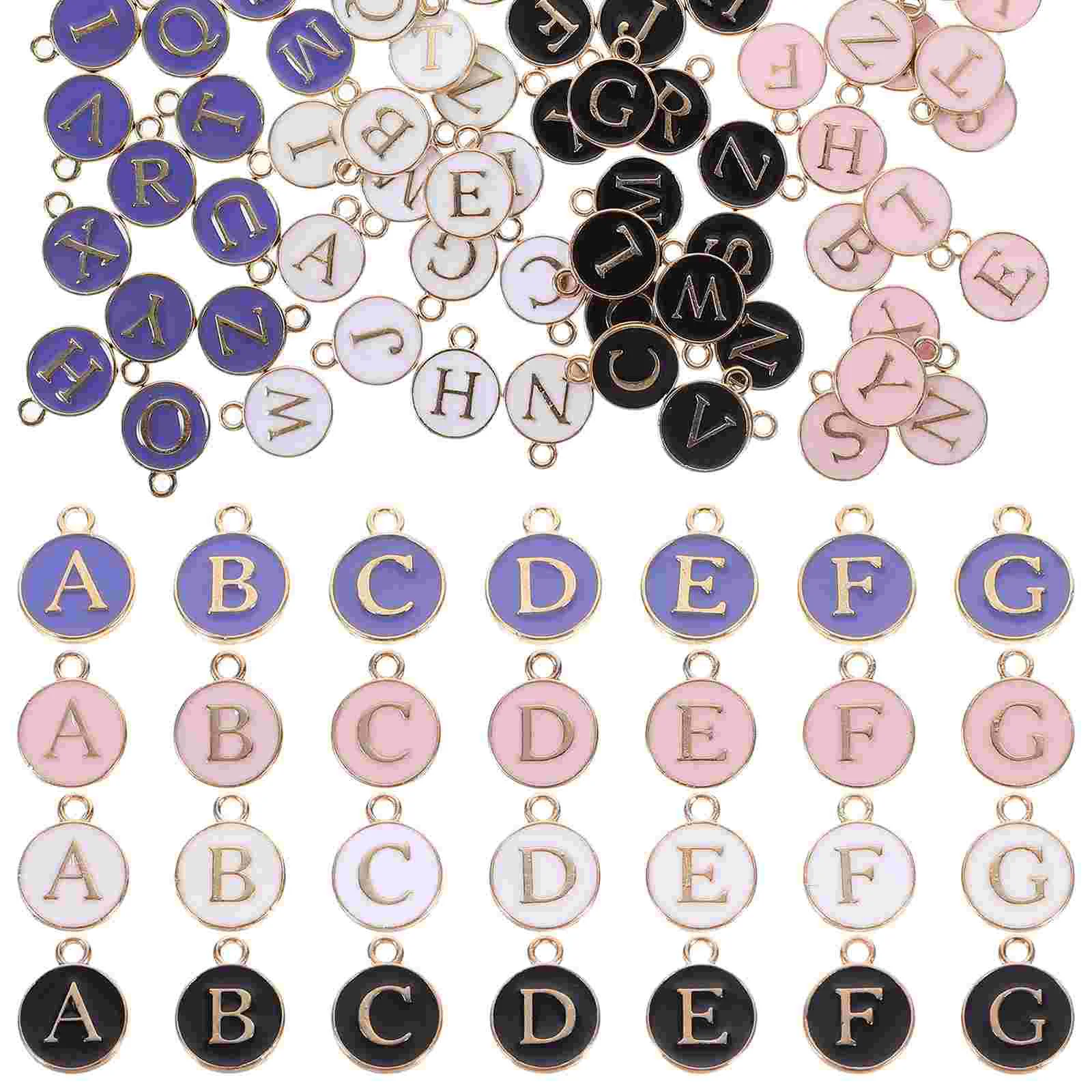 104 Pcs English Alphabet Pendant Jewelry Letter Charms Necklace Bracelet Pendants for Making DIY Craft Alloy