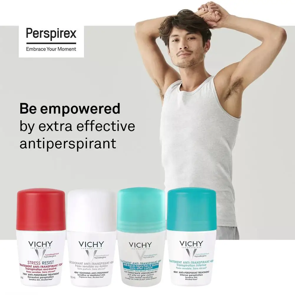 VICHY Underarm Ball Roll On Comfortable Deodorants Long-lasting Refreshing Non-irritating Anti-Sweating Underarm Skin 50ml