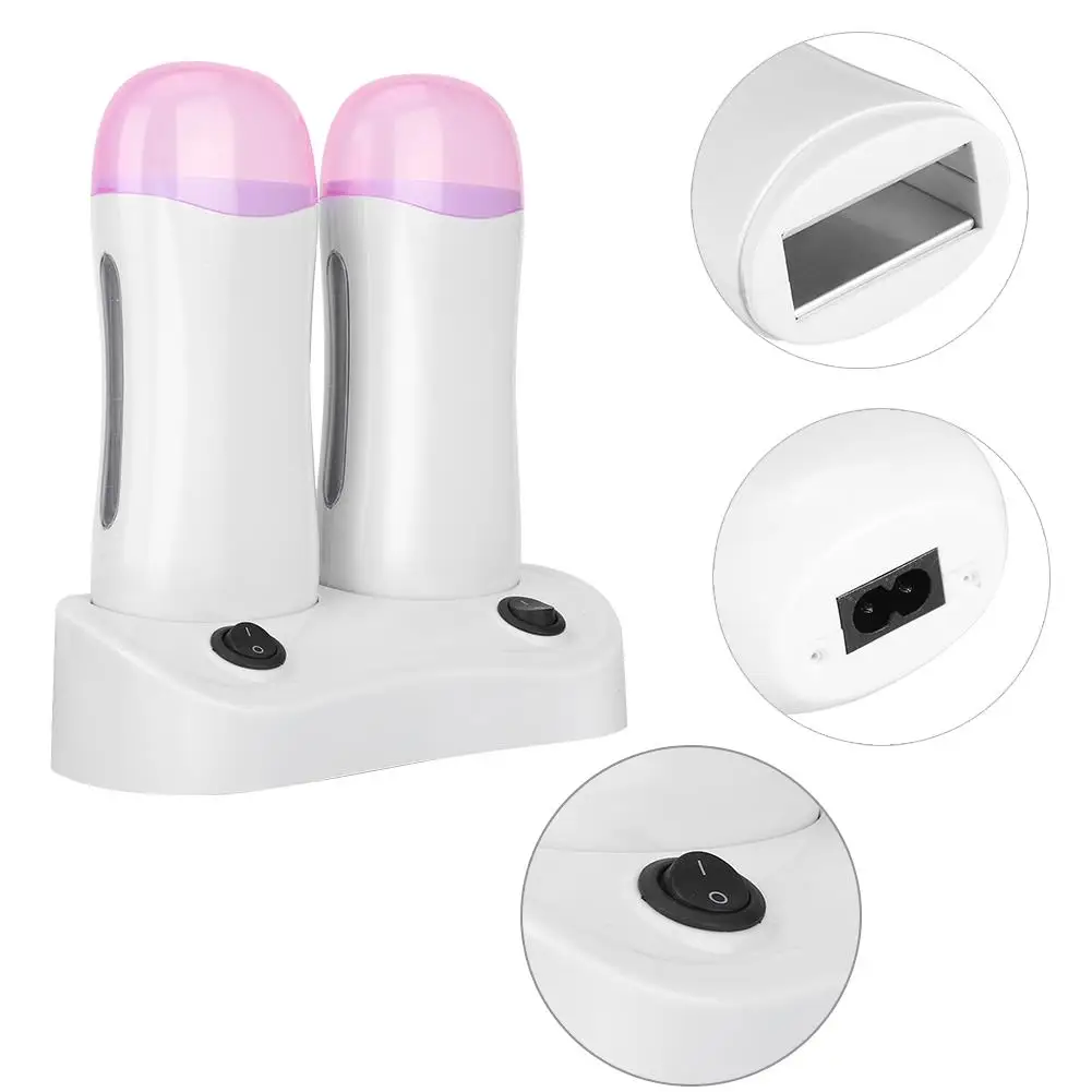 2pcs Electric Wax Heater Epilator Base Roll On Cartridge Refillable Hair Removal Machine EU Plug