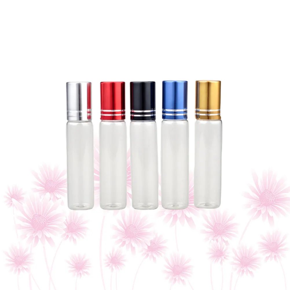 5Pcs Essential Oil Roller Bottles Glass Empty Bottle 10Ml Leakproof Refillable Subpackaging Bottle Travel Use Multiple Colors view 4