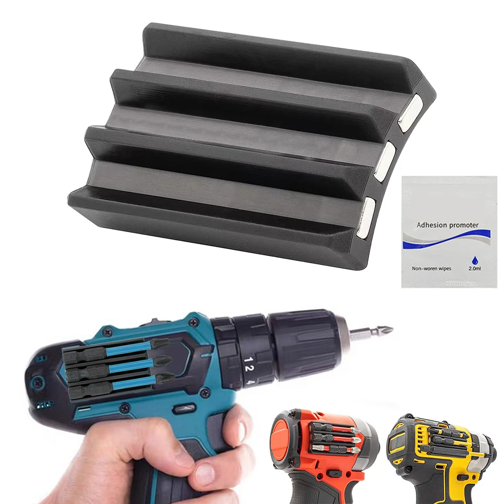 Adhesive Magnetic Drill Bit Holder for Impact Drivers Compact Tool Organizer for 1/4'' Hexagonal Bits and Screws