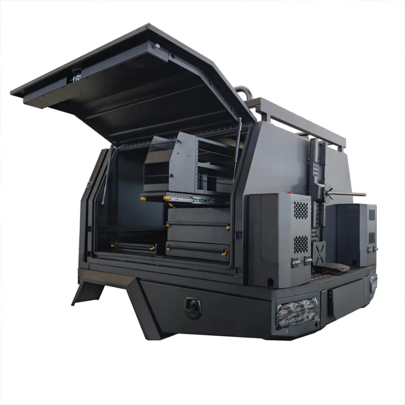 Auto Parts Black Aluminum Alloy Ute Pickup Bed Canopy Hardtop Camper Topper With Kitchen Drawer