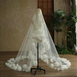 Long Bridal Veil 3D Flower Wedding Veils For Evening Hair Accessories Customized