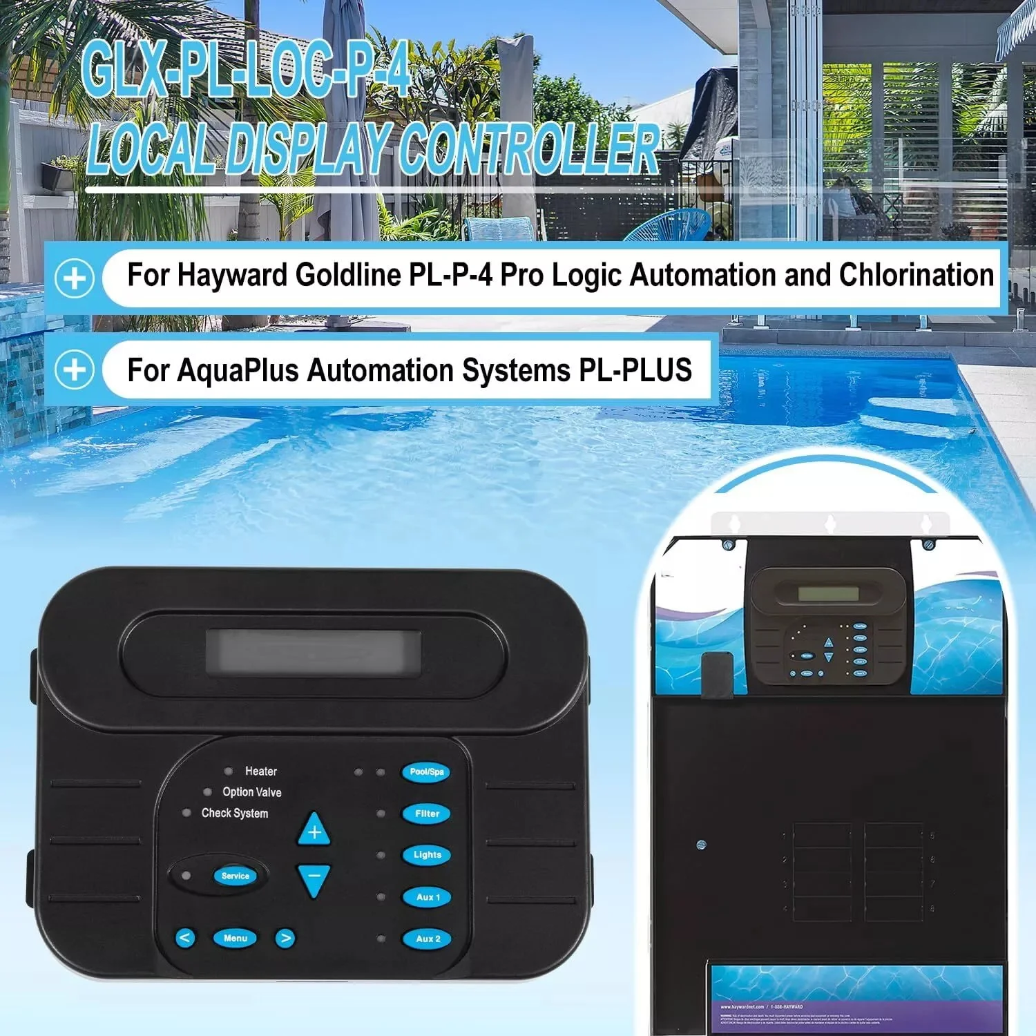 MX GLX-PL-LOC-P-4 Local Display Keypad Replacement for Hayward PL-P-4 Goldline Pro Logic Automation and Chlorination