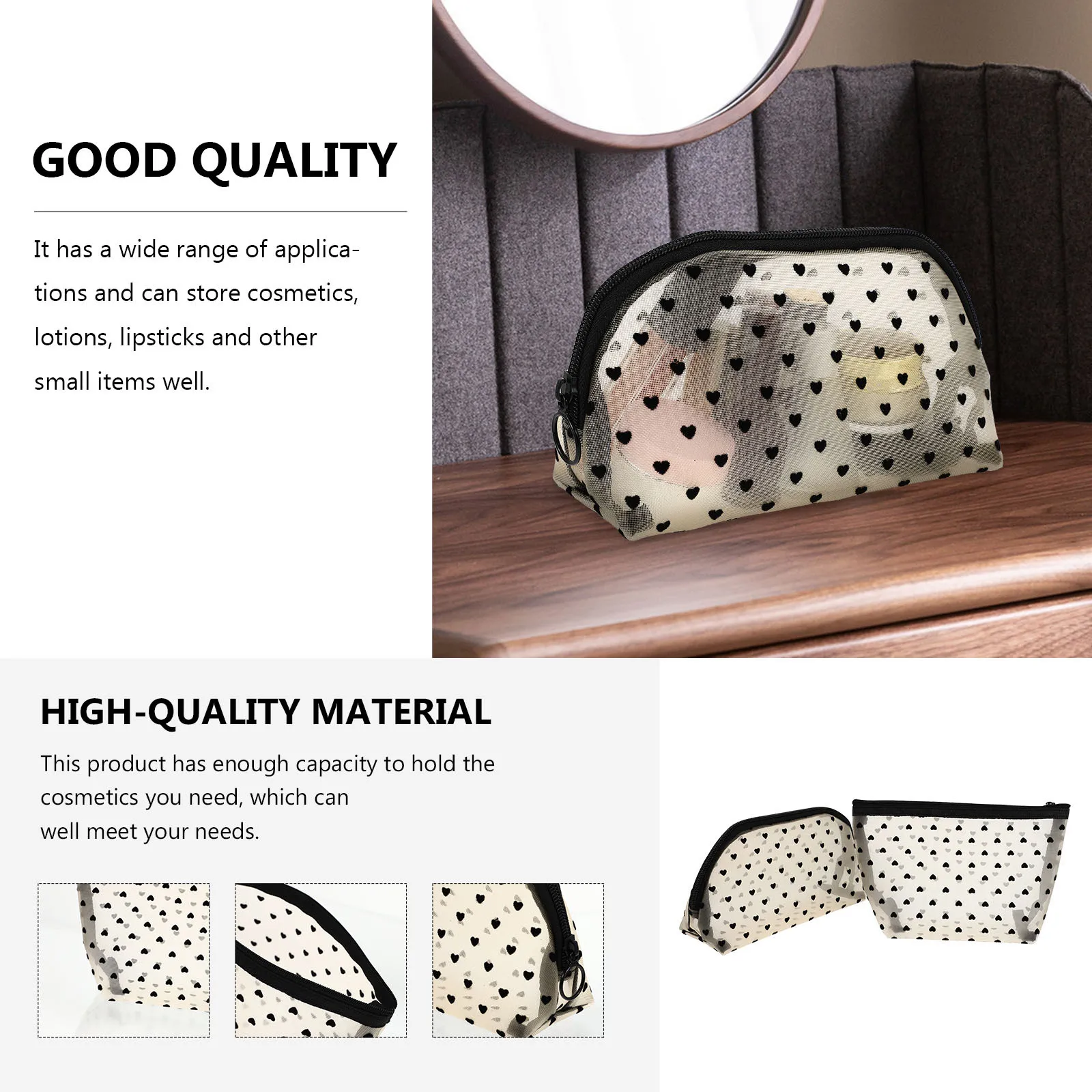 

2Pcs Heart Toiletry Bag Waterproof Storage Organizer Large Capacity Makeup Pouch Portable Travel Bags
