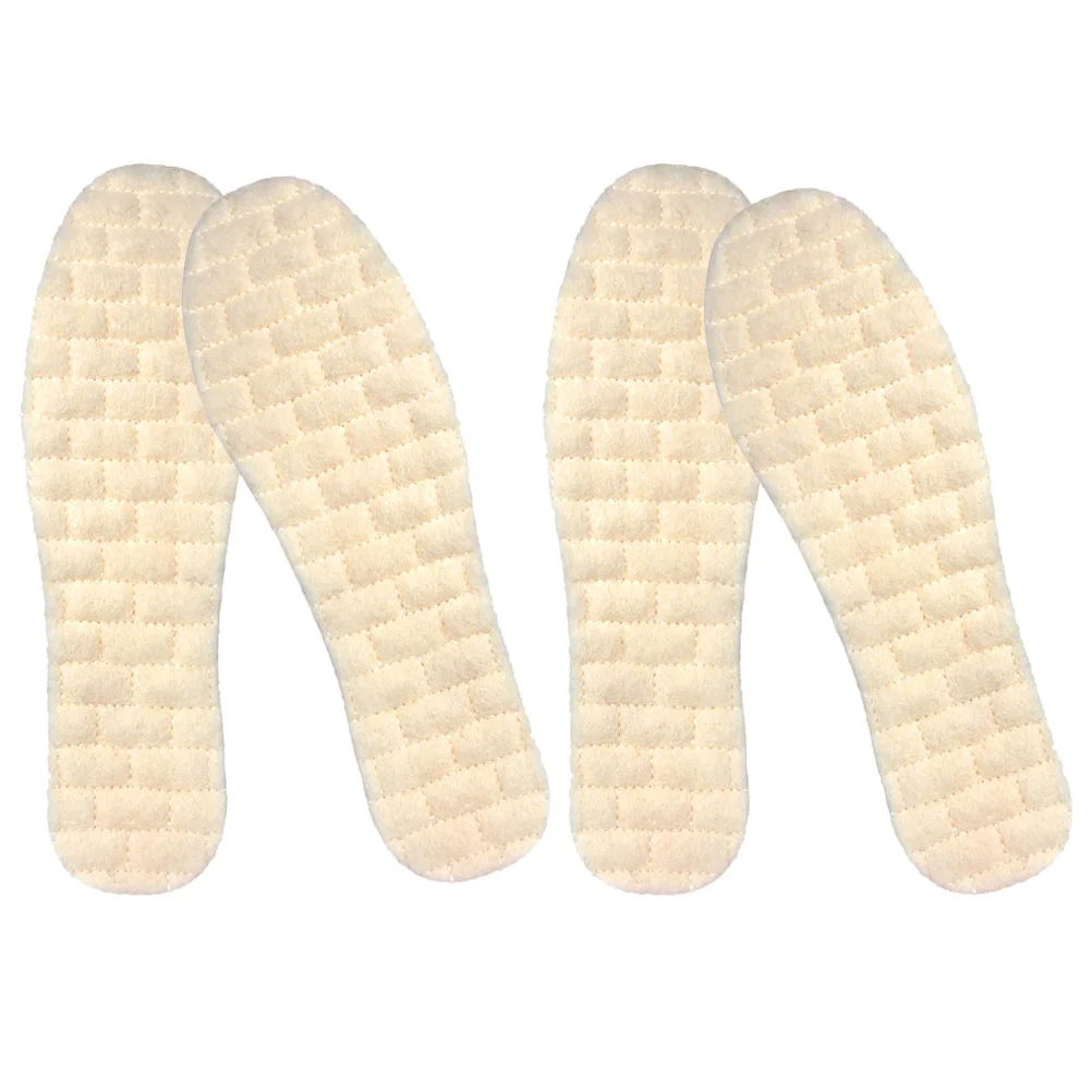 

2 Pairs Latex Wool Insole Cotton Shoes Insoles for Women Boots Portable Fleece Pads Comfortable Emulsion Warm Inserts Unisex