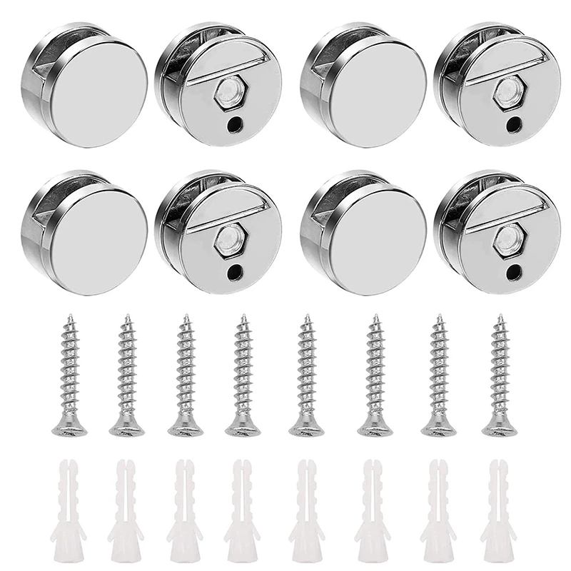 

8 Pcs Mirror Clip Set Mirror Holder Clips Zinc Alloy Mirror Holders For Walls Fixed Fitting For 3-5Mm Thick Mirror