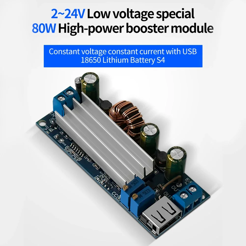 DC2-24v Naar DC3-30v Spanningsomvormer 4a 80W Step-Up Transformator Vermogensmodule Cc Cv Voor 18650 Lithium Batterij High-Power Booster