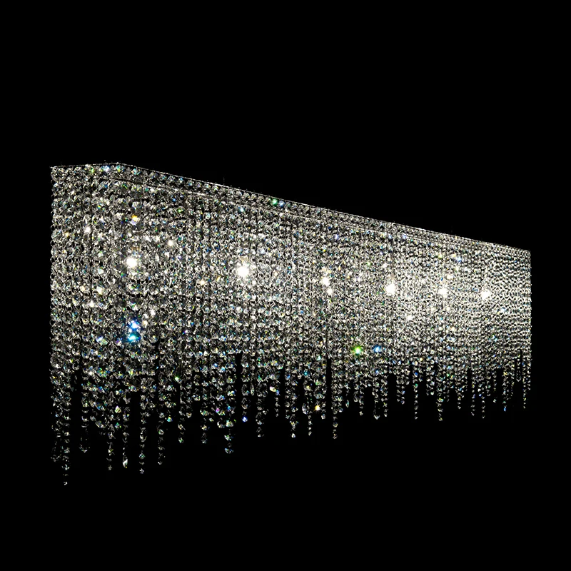 

Luxury LED dining room rectangular K9 crystal chandelier shining island villa living room decorative lighting