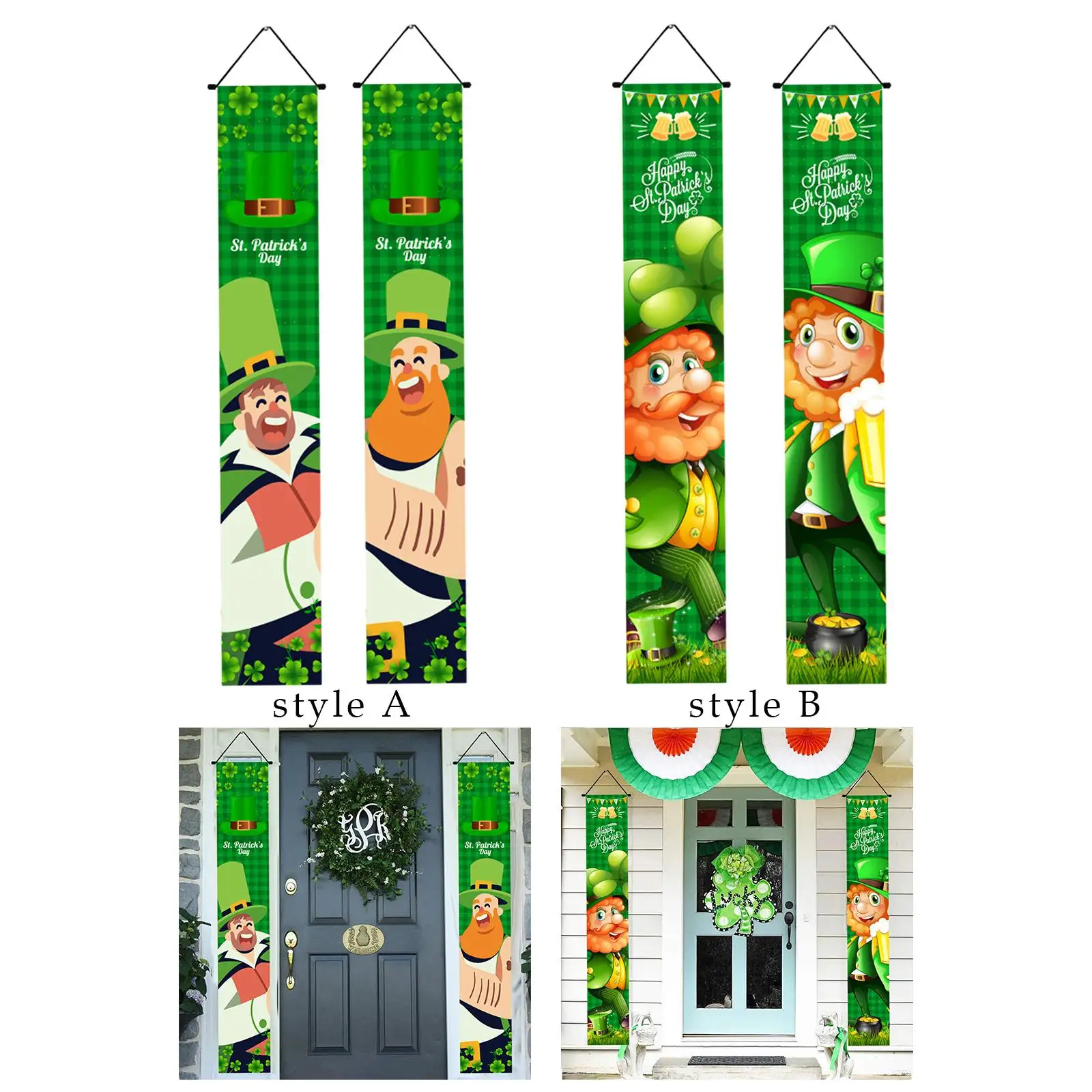 ST Patrick's Day Porch Sign Polyester Cloth 71 x 12 Inches Garage Banner for Home Office Outside Wall Party Supplies Front Porch