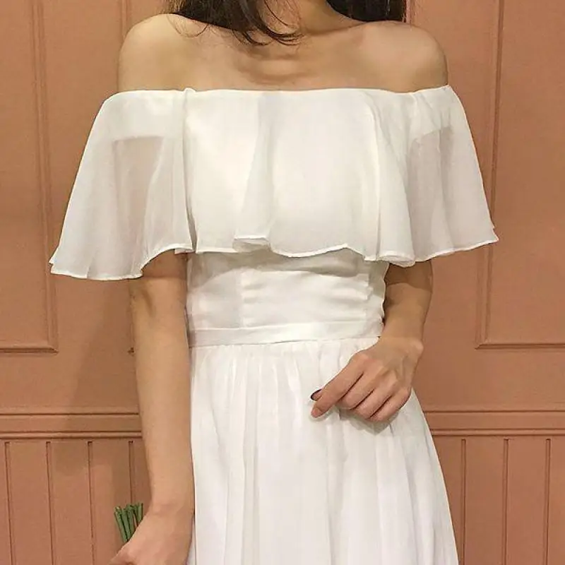 Sweet Ruffles Boat Neck Bridal Dresses Elegant Floor-length A Line Wedding Dress Newest Simple Vestidos De Novia Customized