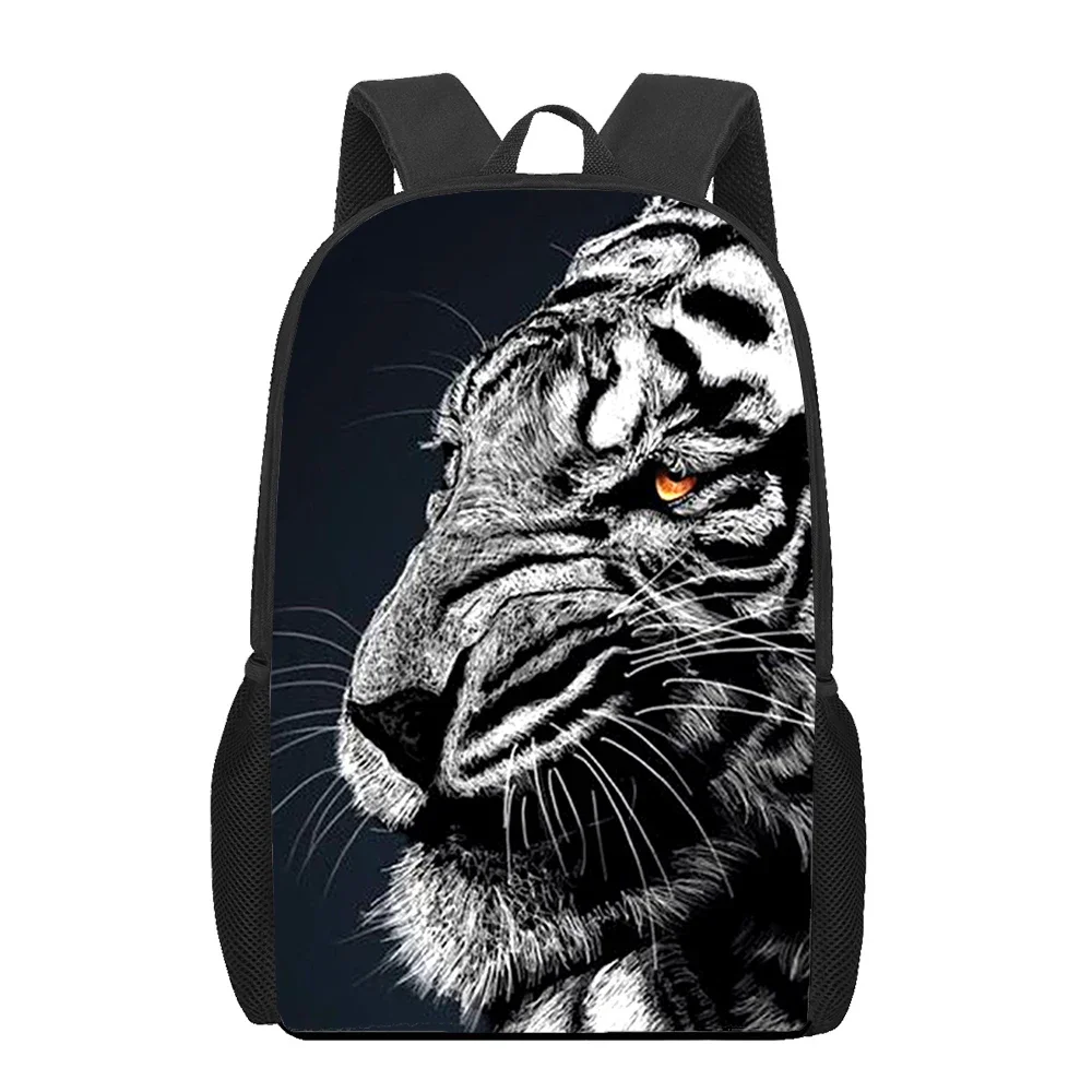 fiercely tiger Bags For Girls Boys Print Kids Backpacks Women Mochila Students Book Bag Children Shoulder Bag