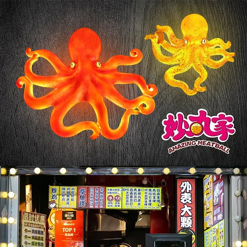 Realistic FRP Octopus Statue Marine Life Sculpture for Aquarium Decor Home Garden Ornament Bioluminescent Effect Door Sign