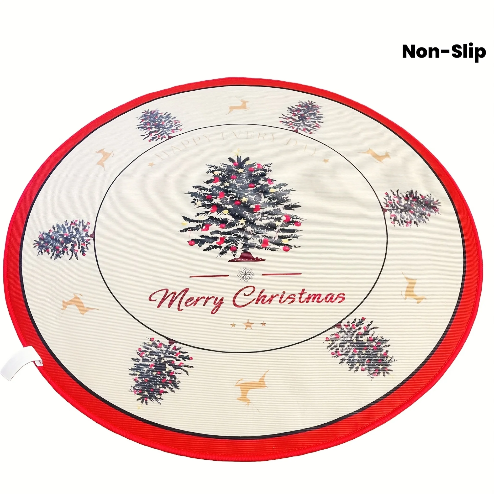 Snowflake Santa Christmas Round Area Rug Non Slip Washable Floor Mat For Living Room Bedroom Home Decor
