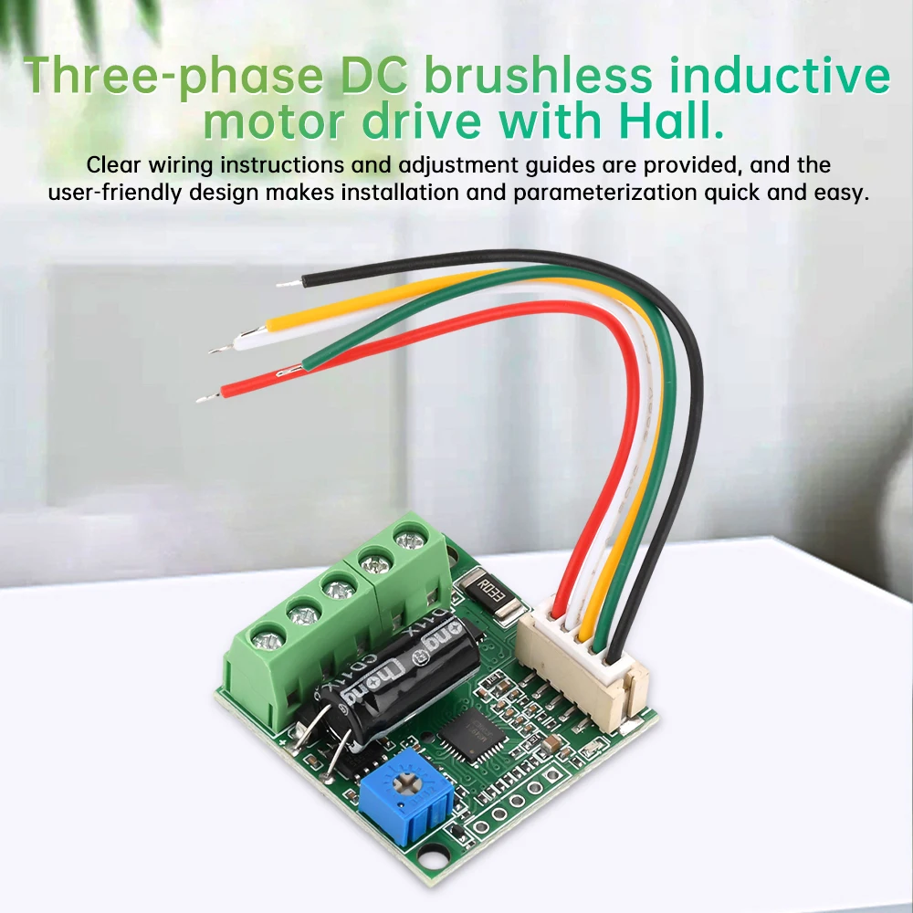 DC6-24V 100W Three-phase DC Brushless Hall Motor Drive Module PWM Motor Speed Control Module Stall Protection with Potentiometer