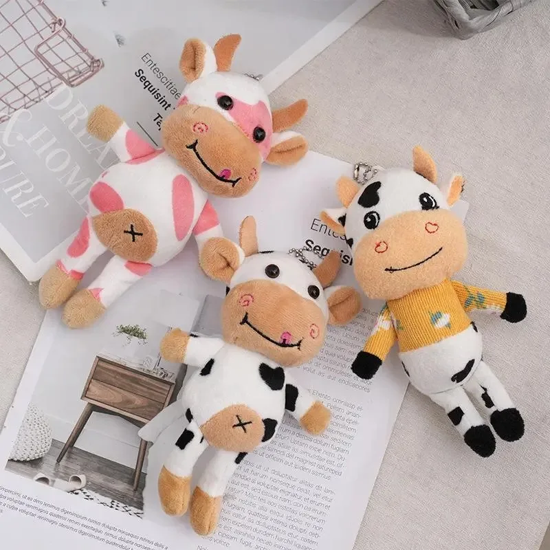 Calf pendant doll Internet celebrity cute flower cow plush doll pendant schoolbag cute ugly cute backpack keychain