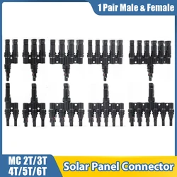 1 to 2/3/4/5/6T Solar MC Connectors For Photovoltaic Energy PV Panel Parallel Splitter Coupler Combiner IP67 1000V 1 Pair