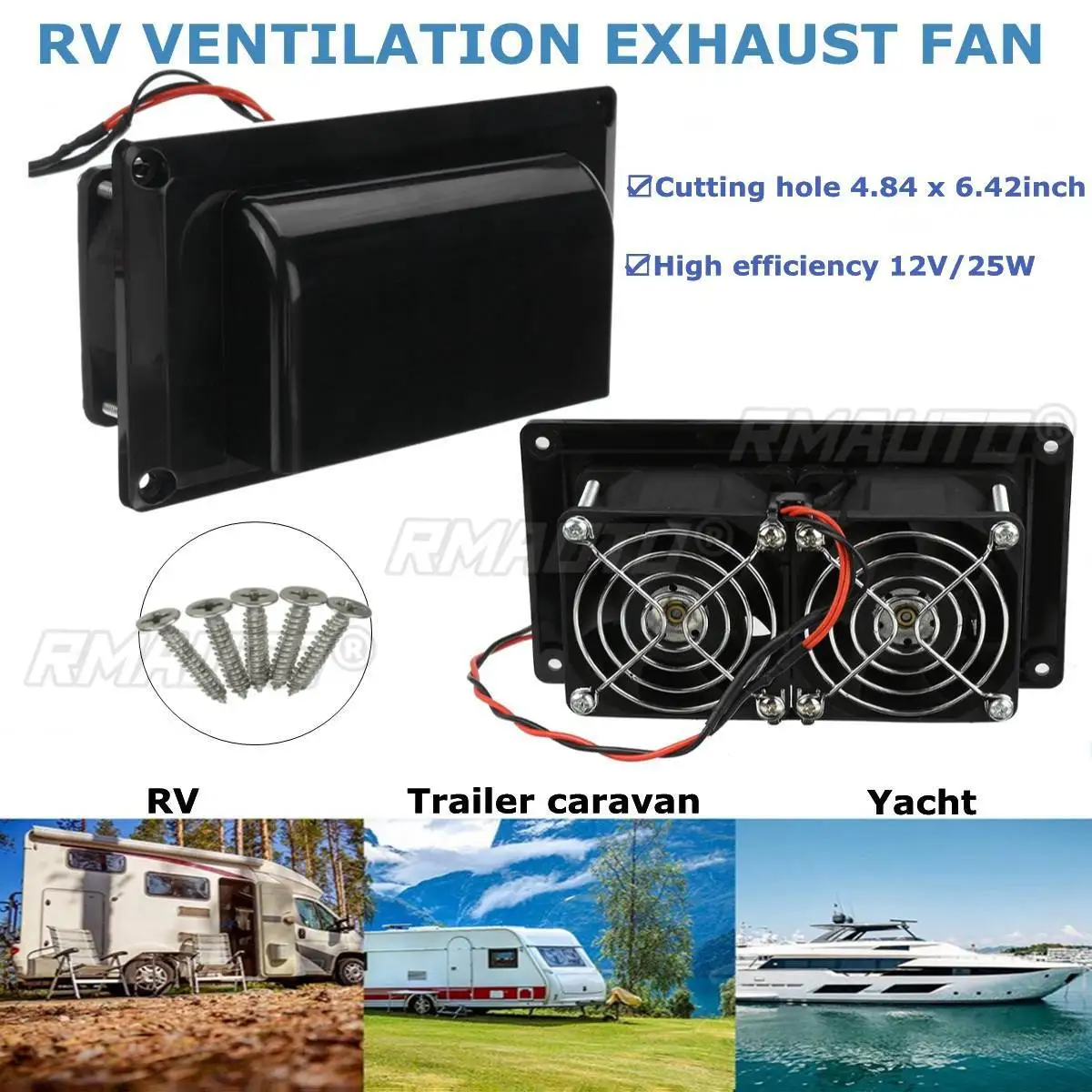 12V 25W Side Air Vent Ventilation For RV Trailer Caravan Side Air Exhaust Fan Automobile Accessories Car Styling Camper