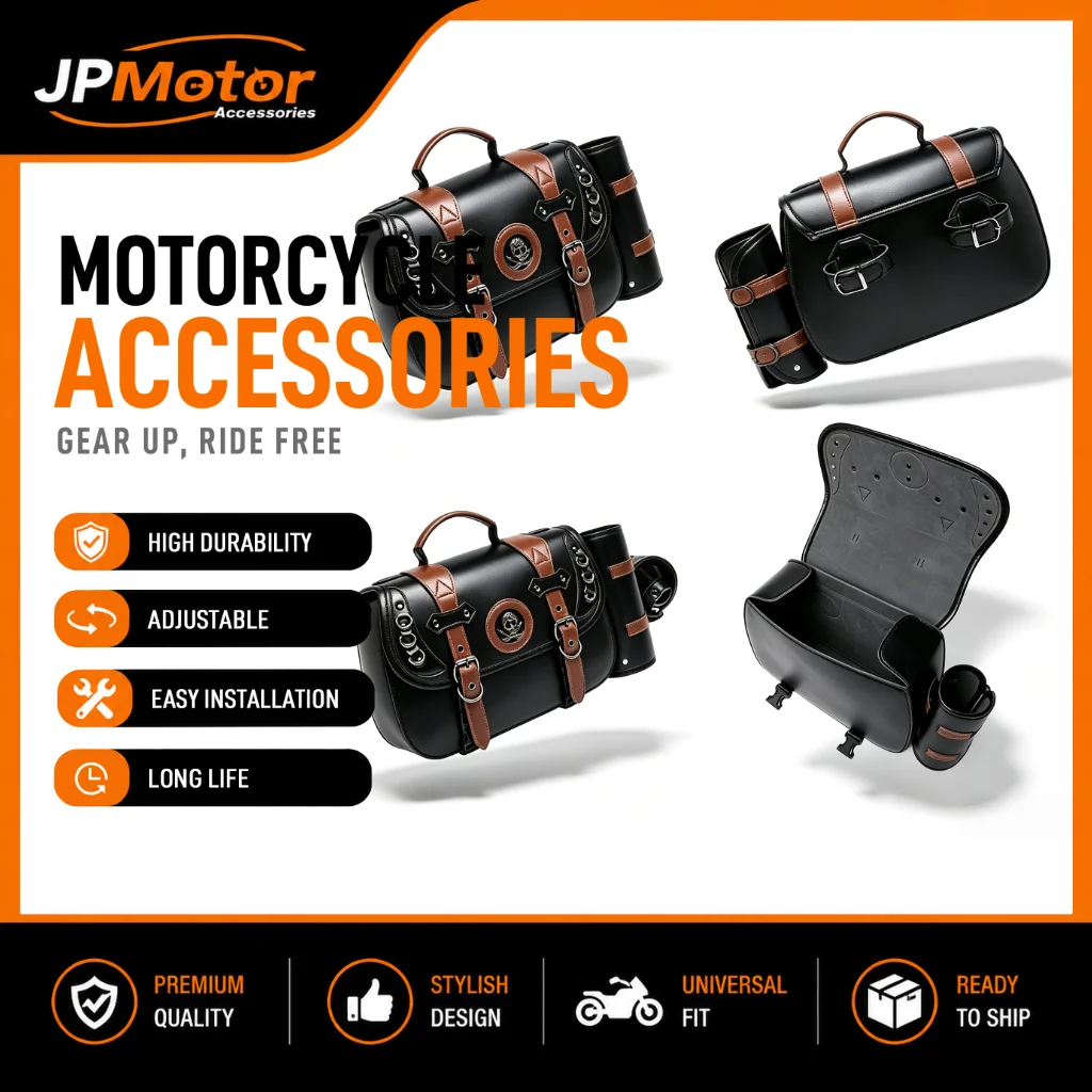 Cruiser Hanging Side Bags for Harley Motorcycle, Durable Saddlebags for Riding Storage Gear