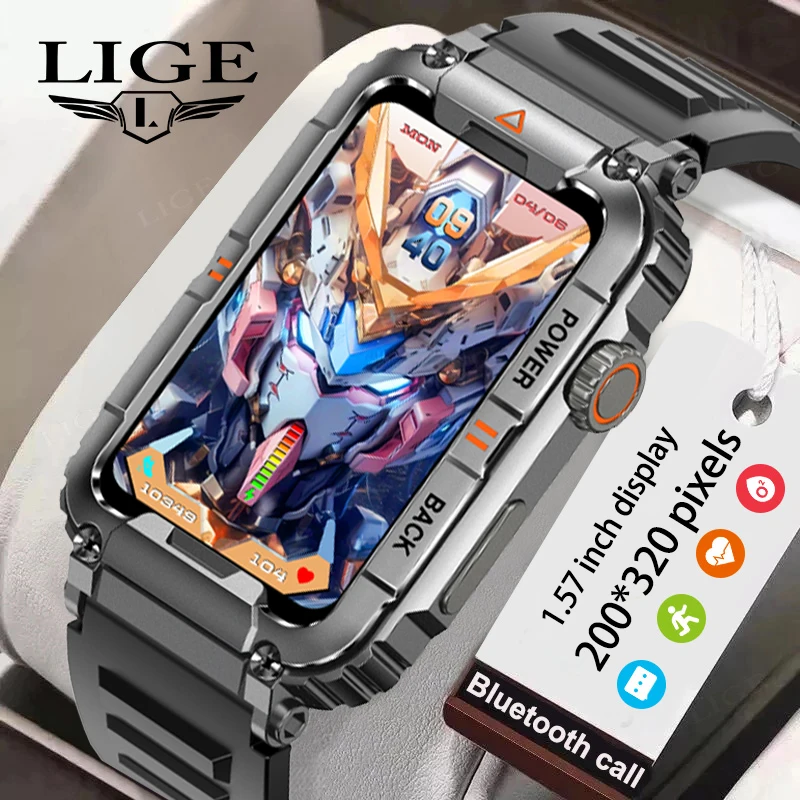 

LIGE New GPS Smart Watch for Men Bluetooth Call Health Monitoring Smart Watches AI Voice Sports Waterproof Men's Smartwatches