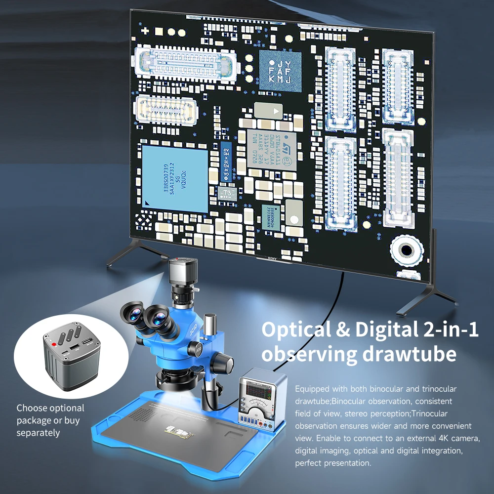 JCID-M3750A Trinoculaire Stereo Microscoop 7-50X Keer Continue Zoom voor Mobiele Telefoon Moederbord BGA Reparatie Controleren Tool