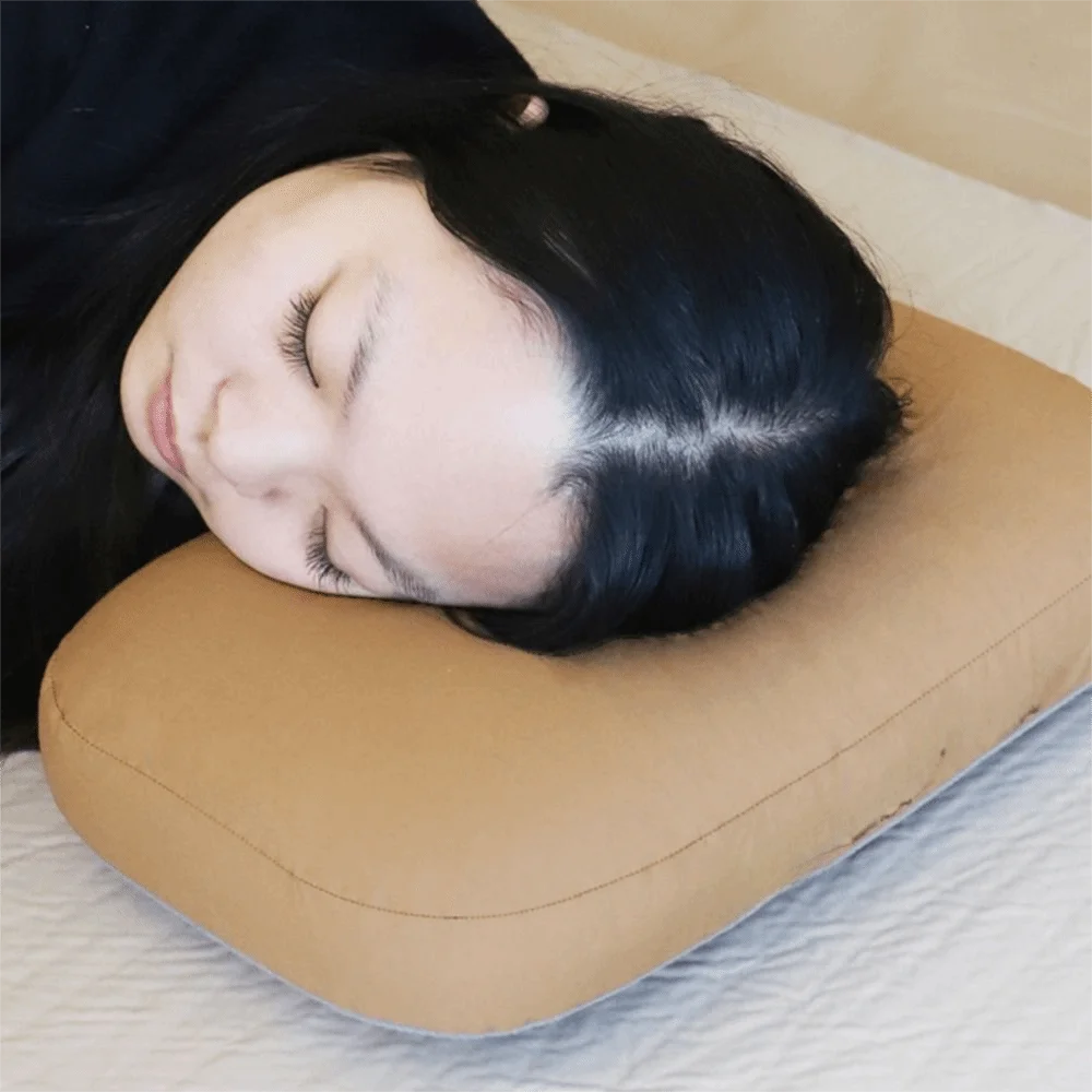 Breathable Slow Rebound Camping Pillow Removable with Storage Bag Neck Support Pillow Space-saving Soft Cervical Pillow