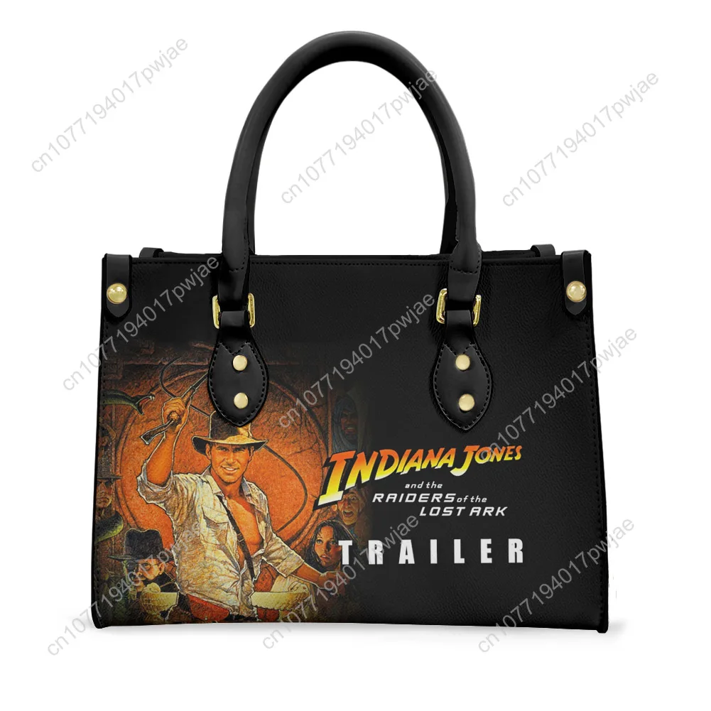Indiana Jones Raiders of The Lost Ark Tote Bag Purse Womens Mens Text Image PU Leather Handbag Business Shopping Gift Bags