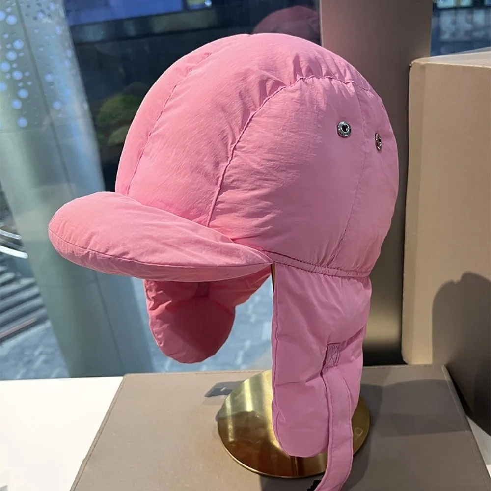 Solid Color Padded Bomber Hats Ear Flaps Thermal Padded Thermal Pullover Trapper Hat Korean Version Retro Style