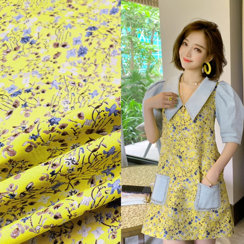 

Pastoral Color Woven Jacquard Brocade Fabric Spring Summer Autumn Floral Dress Windbreaker Clothing Design Sewing Cloth by Meter