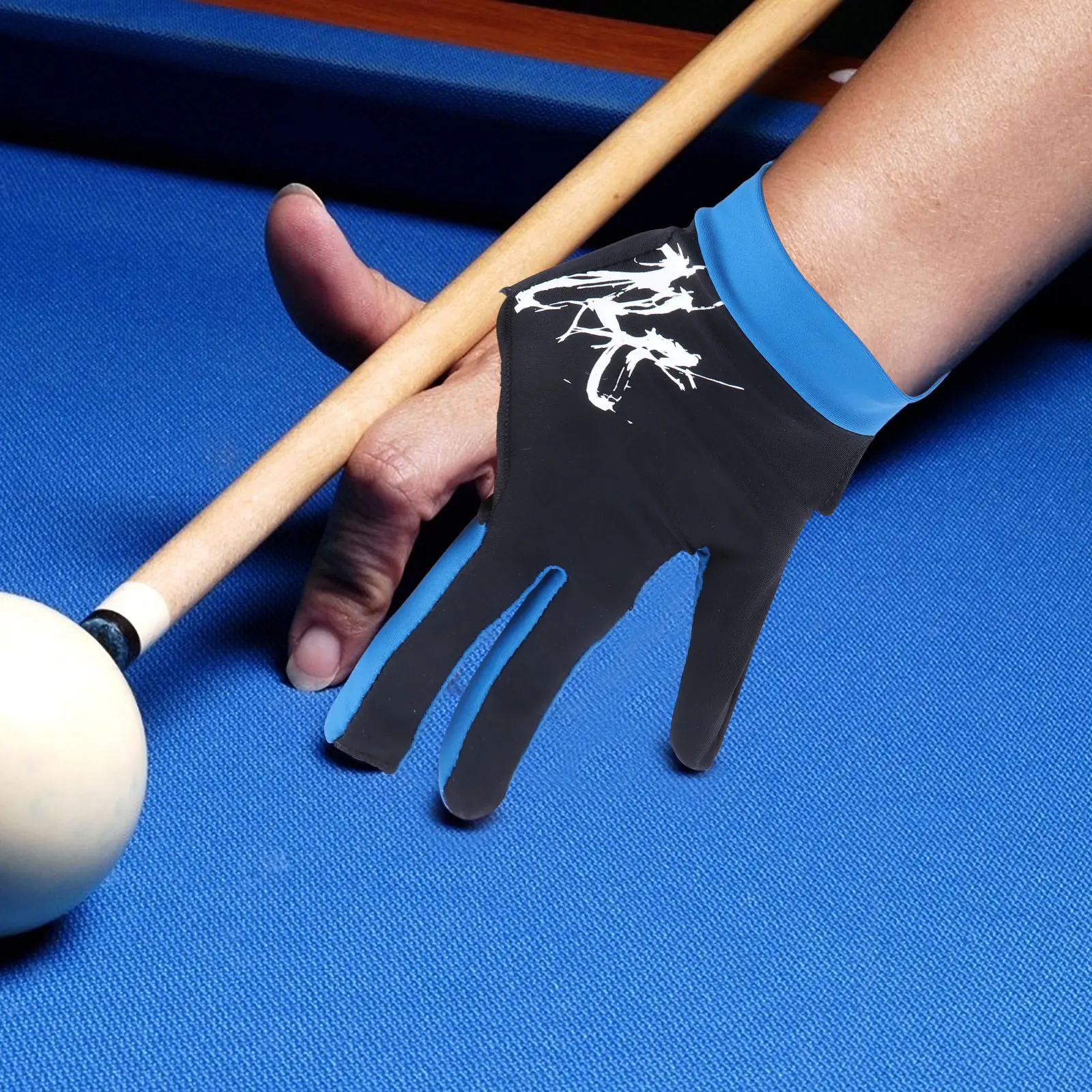 

1Pcs Three-Finger Gloves Table Tennis Billiards Durable Microfiber Breathable Comfortable for Men Women Sky Blue M