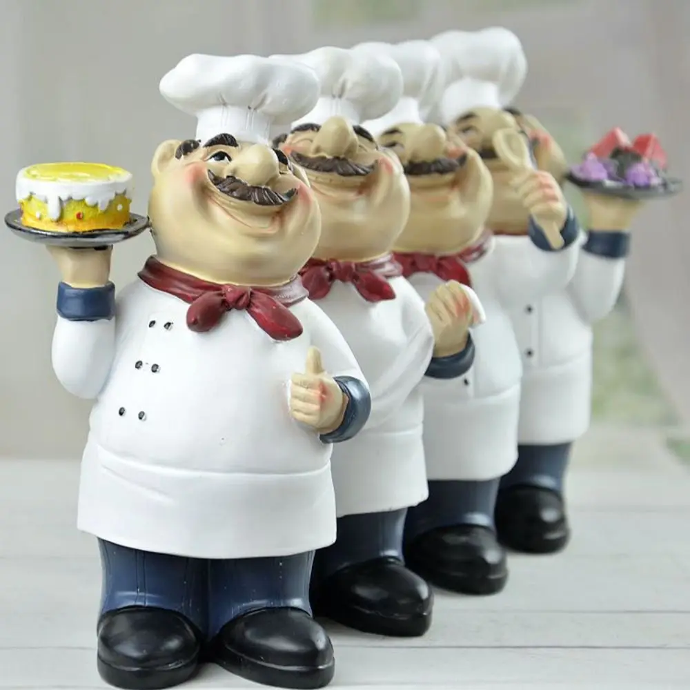 

Handicraft Rustic Bakery Chef Resin Statue Model Simulated Farmhouse Cake Shop Decor Display Funny Doll Chef Resin Figurines