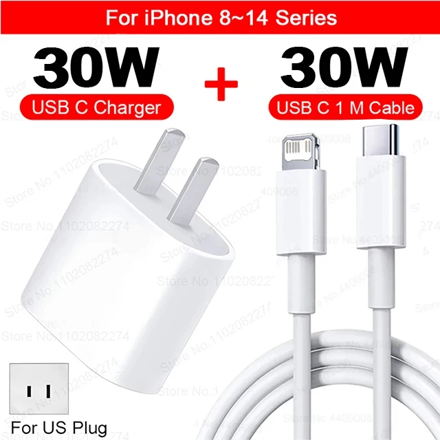 PD 30W Schnellladegerät für iPhone 15 11 12 13 14 16 Pro Max Plus XR X XS Max Ladegerät Schnellladung USB Typ C Kabel Telefonzubehör