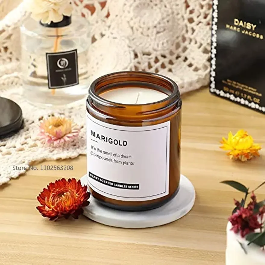 1/2/4/6PCS Amber Glass Diy Candle Empty Cups with Cover Amber Bottle Glass Jars Handmade Scented Candles Glass Empty Jars