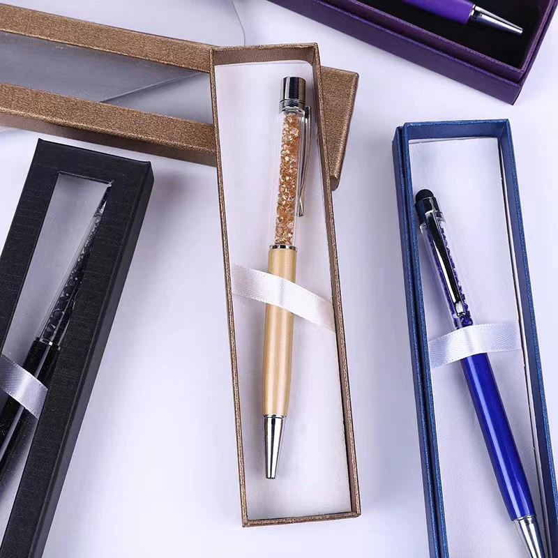 Signing Pen Diamond On Top Crystal Pen With Pencil Case Student Crystals Ballpoint Pen School Office Stationery Men's Gifts