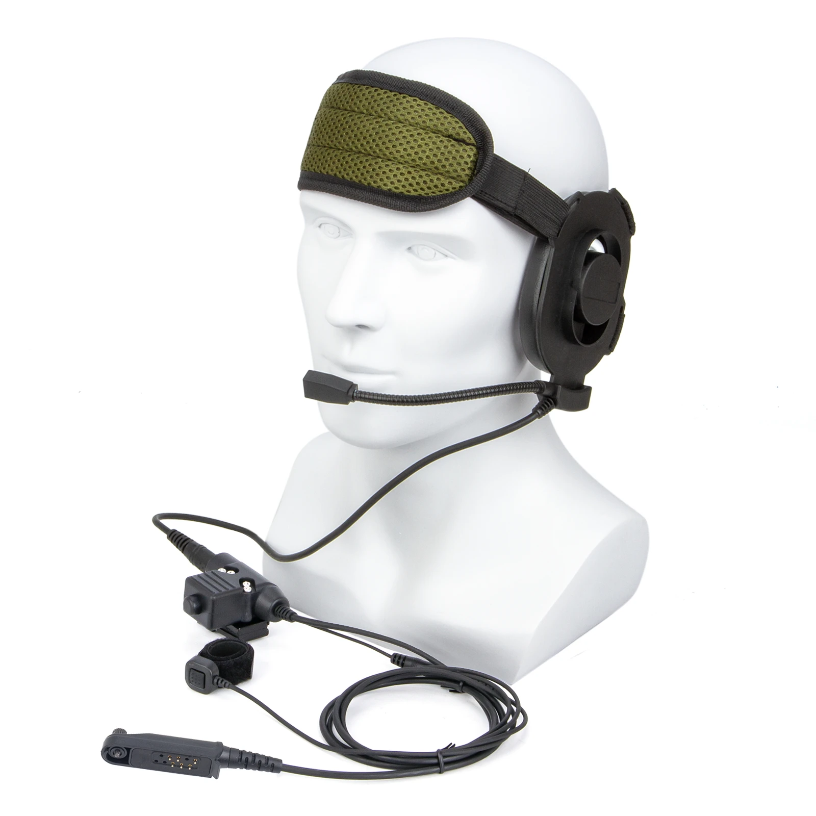 

U94 PTT and Finger Microphone PTT with black HD01 Tactical Bowman Elite II Radio Headset Earpiece for UV-XR UV-9R