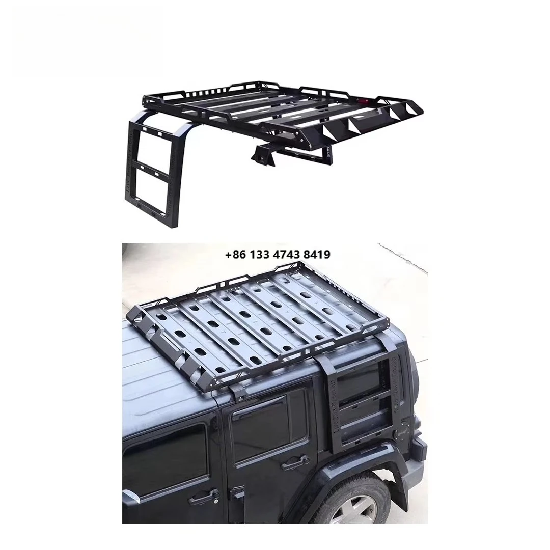 

SUV Parts Auto Platform Roof Rack JL JK 2018 + Aluminum Alloy Manganese Steel with Side Ladder