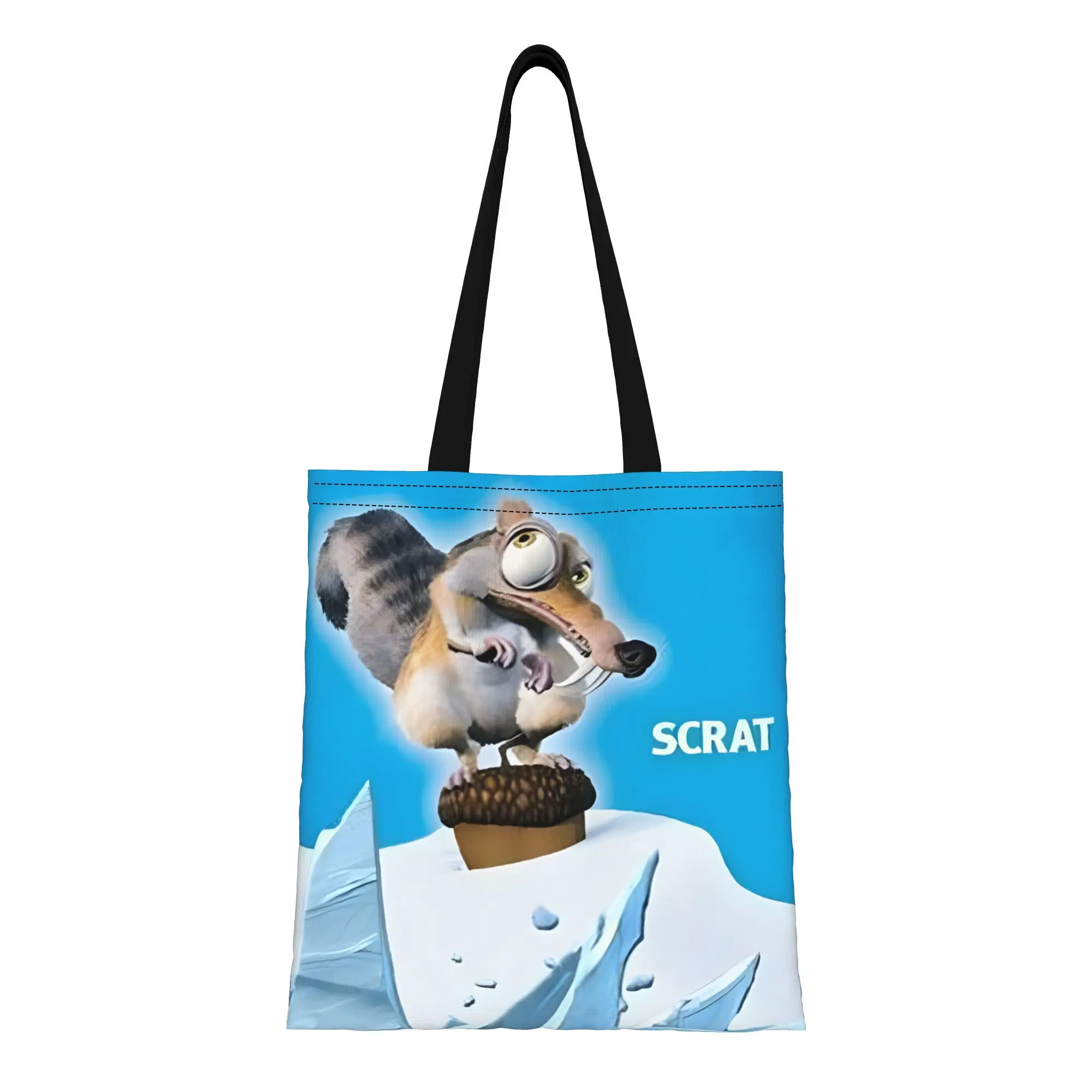 

Сумка-шоппер из холщовой ткани «Ледниковый период» с Мэнни, Сидом, Диего, Элли, Скратом, Крашем и Эдди, 1 шт., большая вместимость, складная, с шикарным узором, без застежки