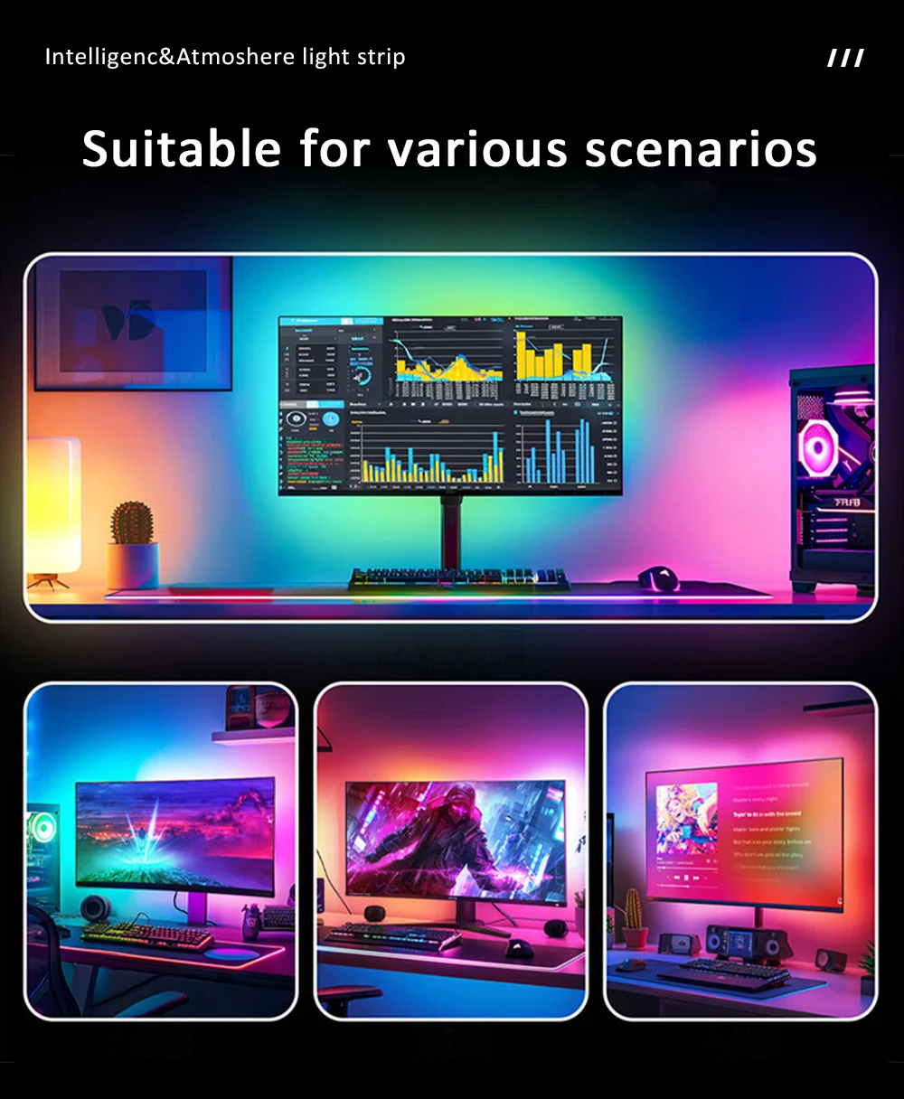USB PC LED Strip Verlichting 24-34 Inch Computer Sync Light Strip Monitor RGB Scherm LED Backlight voor Gaming kamer Sfeer Decor