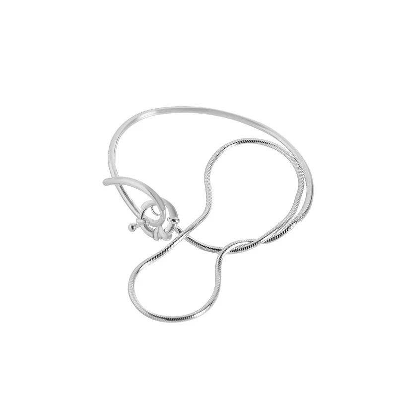 S25 فضة دعم كشف المتخصصة تصميم الشعور الحد الأدنى الفاخرة مزاجه مهرج ثعبان العظام سوار مزدوج الإناث.