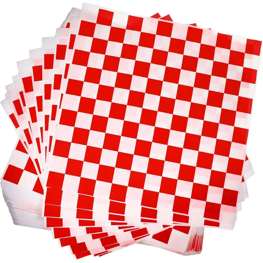 

600 штук в упаковке: восковые бумаги в клетку 15x15 дюймов для сэндвичей, бургеров, барбекю и праздничных мероприятий