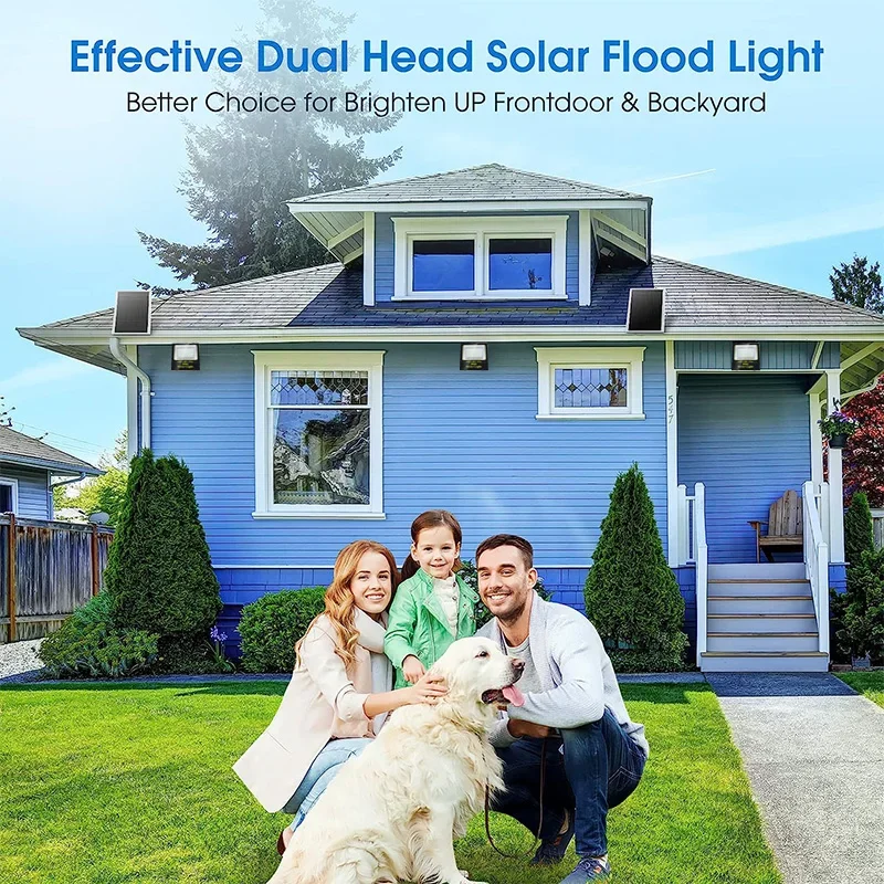 2 head LED Flood Lamp Street Wall Solar LED Solar Light Outdoor Remote Control Waterproof For Garden Path Landscape Spotlight