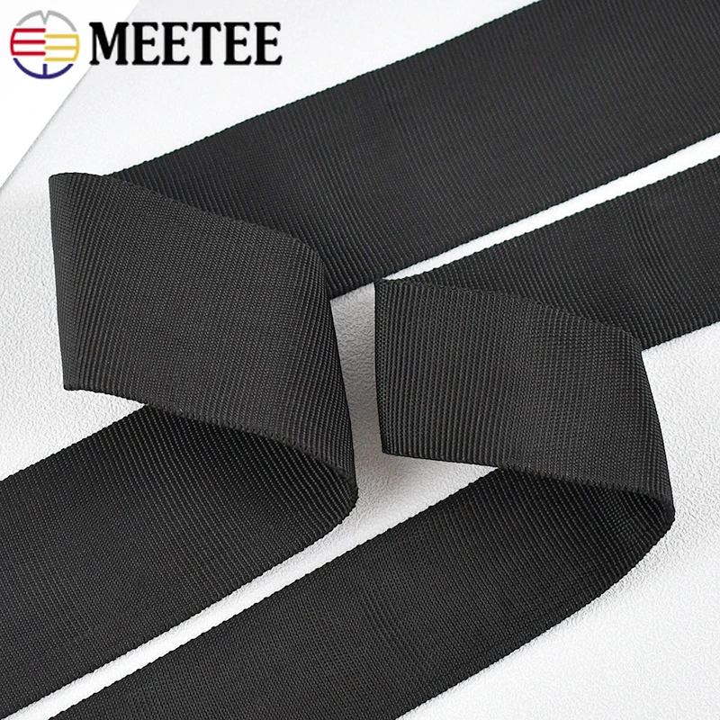 5M Meetee 20-50mm Tubular Nylon Webbing Knapsack Ribbon Double-layer Bias Binding Belt Strap Clothes Tape Sewing Accessories