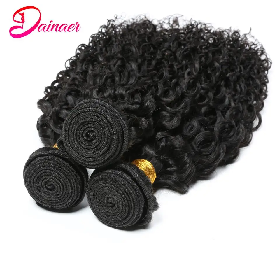 Mongolian Curly Hair Extensions, Natural Pacotes pretos, 100% de cabelo humano, Kinky Pacotes de cabelo, Remy Hair, 8-30 em, 3 Pacotes Deal