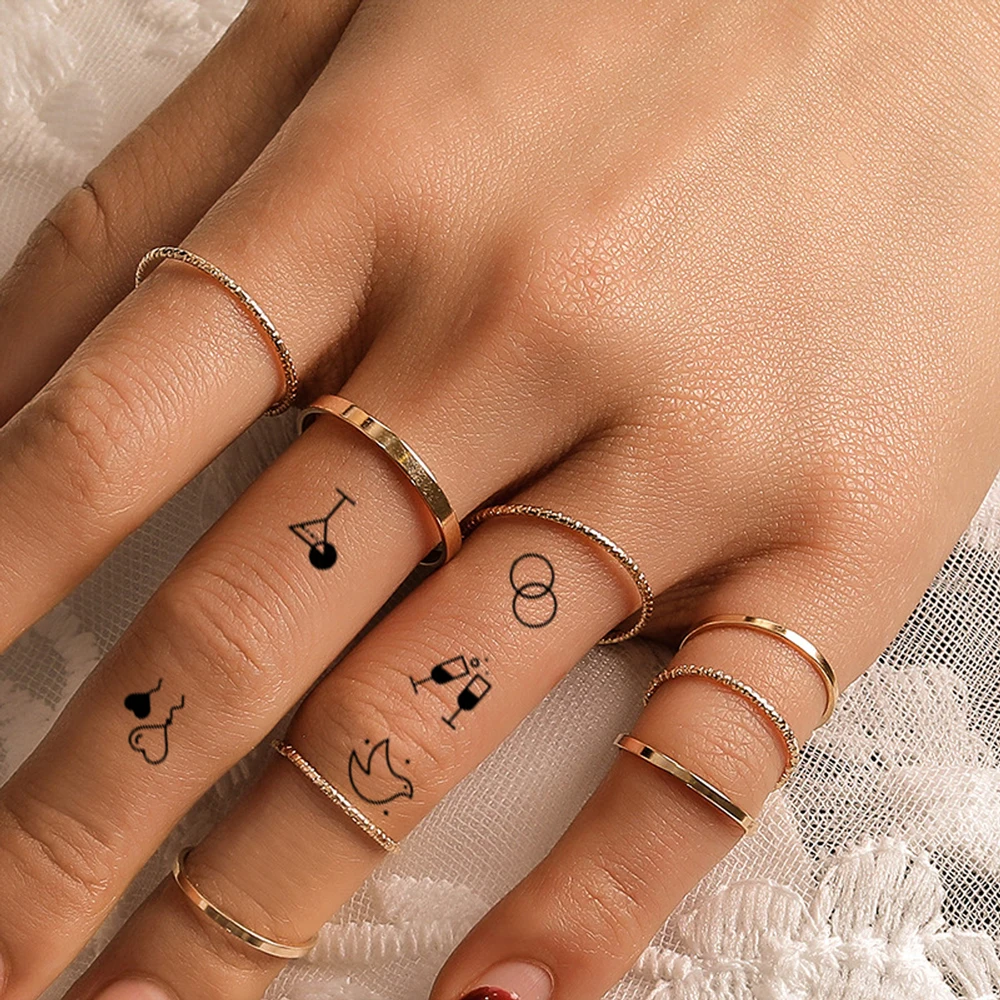 10 Sheets Small Size Finger Tattoo Stickers Waterproof Temporary Tattoos For Women Men Stars Moon Cartoon Heart Mini Cute Tattoo