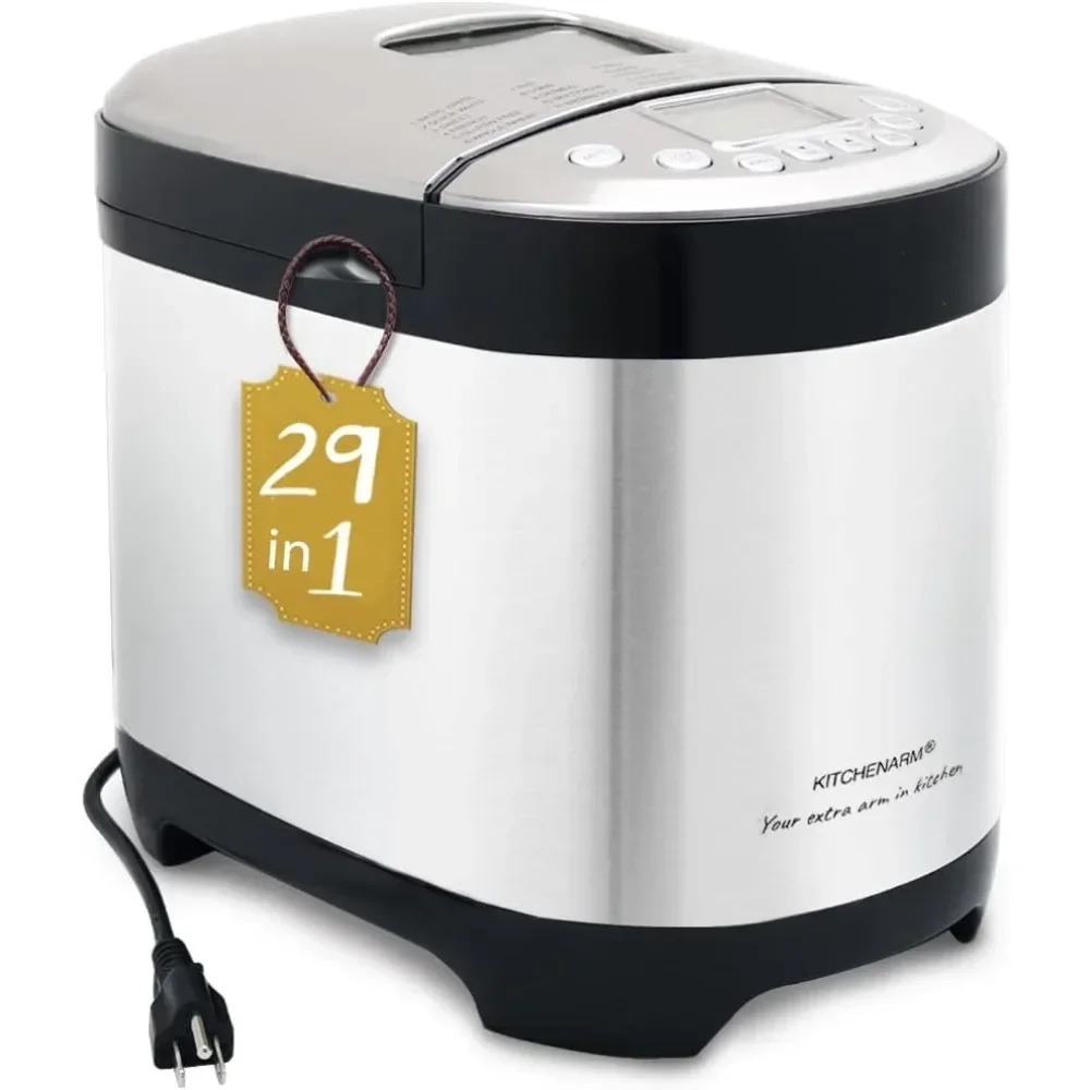 KITCHENARM 29-in-1 SMART Bread Machine with Gluten Free Setting 2LB 1.5LB 1LB Bread Maker Machine with Homemade Cycle - Stainles