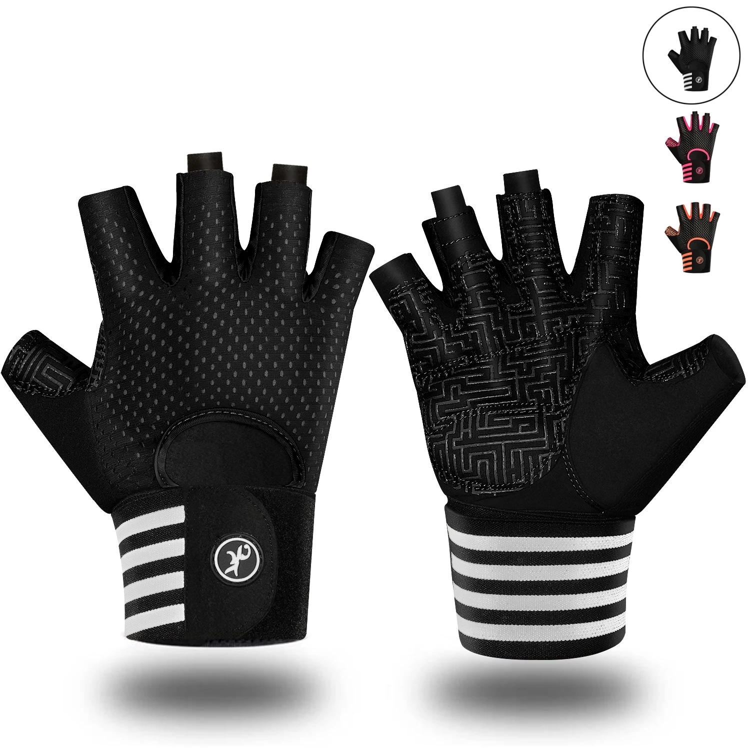 Men Half Finger Cycling Gloves Pro Gym Gloves Fitness Weight Lifting Body Building Training Sports Exercise Workout Bike Gloves