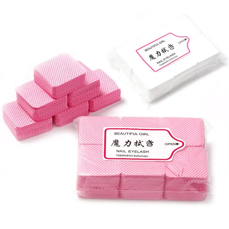 600Pcs/Pack Lint-Free Eyelash Glue Wipes Paper Gel Polish Remover Clean Month of Glue Bottle Cotton Pads Beauty Cleaning Tools