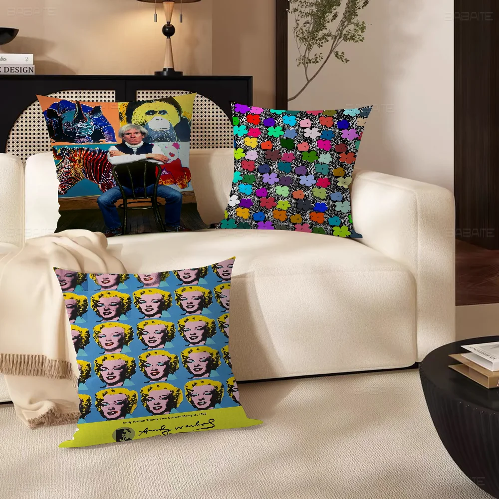 

Andy Warhol Canvas Painting Pillow Covers Cartoon Sofa Decorative Home Double-sided Printing Short Plush Cute Cushion Cover